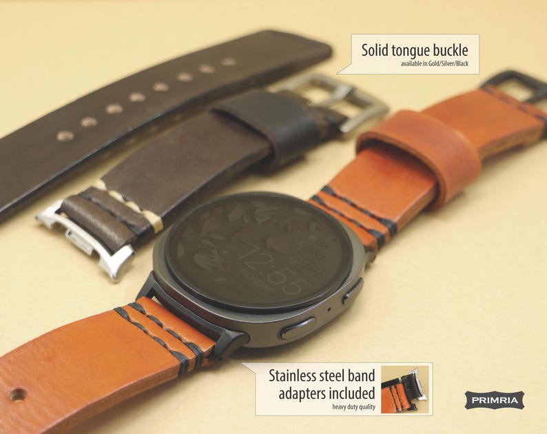 Handmade Italian Leather Galaxy Watch 8 Classic Band: Vintage Style image 3
