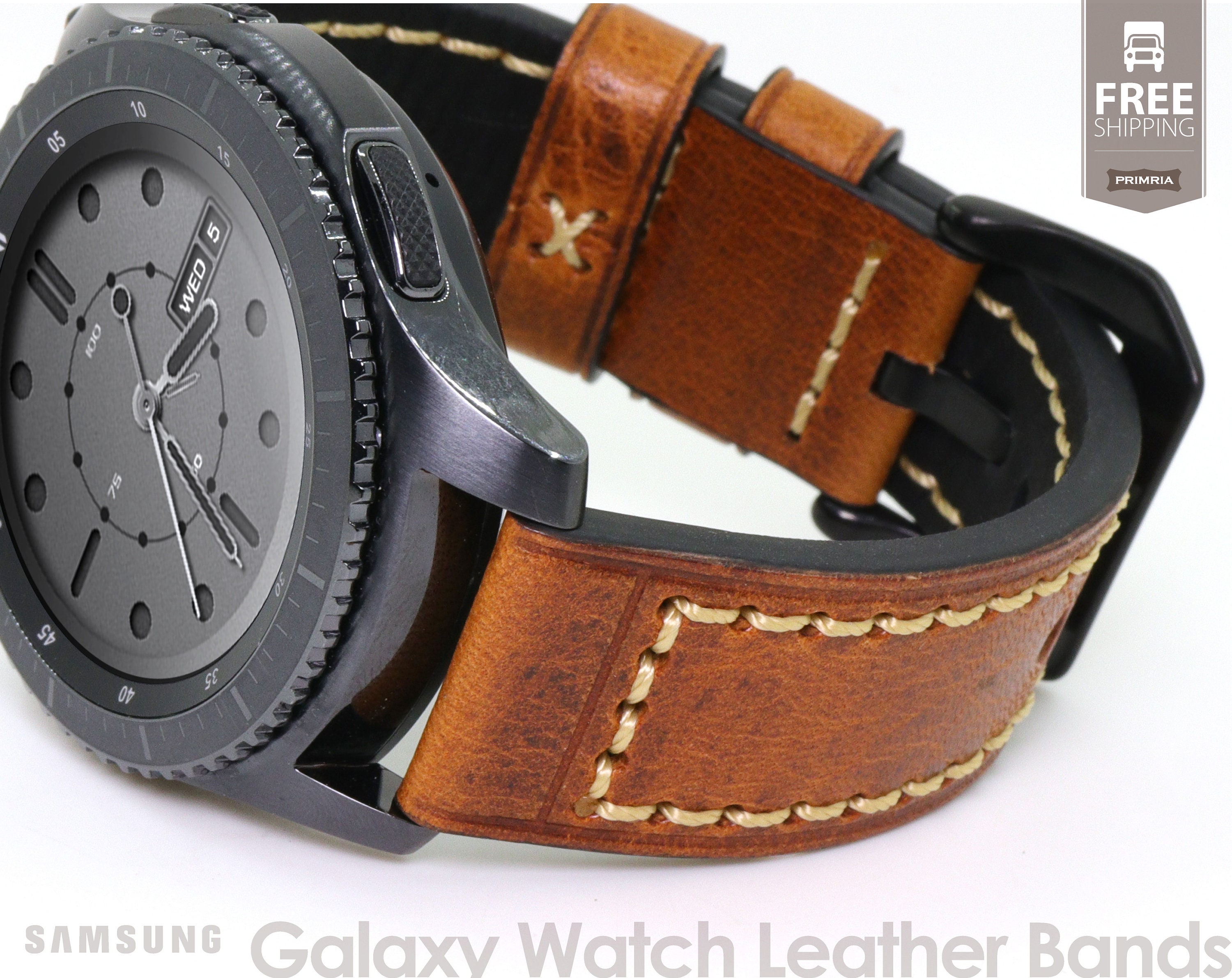 Diskurs lektie Foran Vintage 70s Leather Bands Cognac Brown for Galaxy Watch 4 3 - Etsy Hong Kong