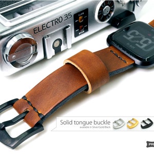 Replacement Saddle Leather Watch Straps Wrist bands for Versa 4 / Versa 3 / Versa 2 Sense image 6