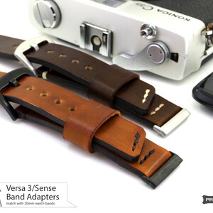 Replacement Saddle Leather Watch Straps Wrist bands for Versa 4 / Versa 3 / Versa 2 Sense image 3