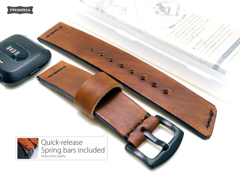 Replacement Saddle Leather Watch Straps Wrist bands for Versa 4 / Versa 3 / Versa 2 Sense image 5