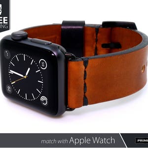 Correas de cuero hechas a mano (adaptadores incluidos) - MARRÓN CAFÉ - Correas genéricas compatibles con Apple Watch de PRIMRIA