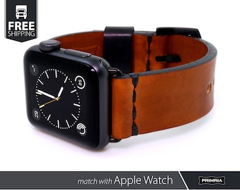 Handmade Leather Straps (Adapters Included) - COFFEE BROWN - Generic Apple watch compatible bands of PRIMRIA