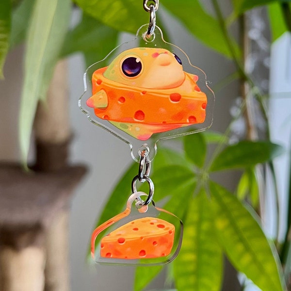 Cheese Frog Phone Charm | 1in Acrylic Charm with Braided Strap | Frog Charm | Frog Accessory