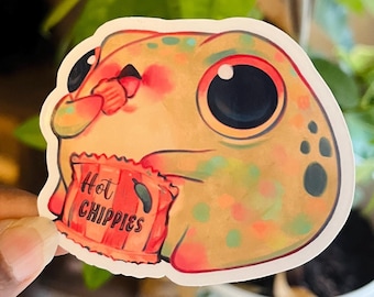 Hot Chips Frog Sticker | Vinyl Waterproof Sticker | Cute Sticker | Cute Frog