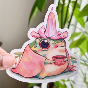 Cozy Frog Sticker | Vinyl Waterproof Sticker | Cute Frog Sticker | Comfy Frog Sticker