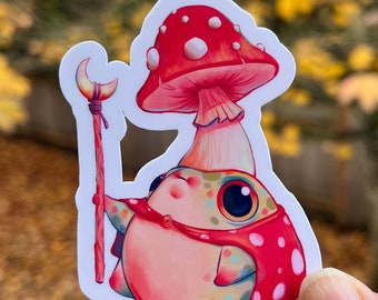 Fungimancer Frog Sticker | Vinyl Water Resistant Sticker | Cute Sticker | Cozy | Mushroom Art