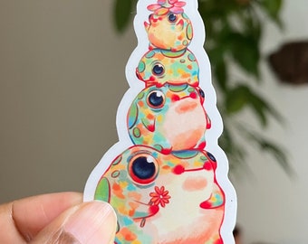 Frog Stack Sticker | Vinyl Water Resistant Sticker | Cute Sticker | Fun Frog Gift | Frog Family Sticker