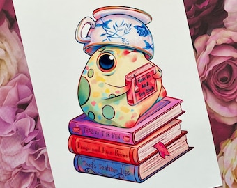Tea Sommelier Frog | Art Print | Original Wall Hanging | Cottagecore Frog Art | Cute Gift | Tea Snob
