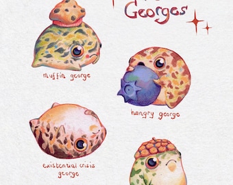 George Frogs Art Print | Original Wall Art | Cute Frog Art | Rain Frogs