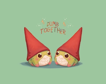 Dumb Together Frogs | Art Print | Original Wall Hanging | Cottagecore Frog Art | Cute Gift |