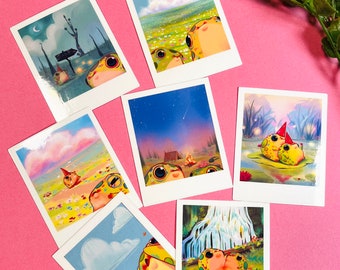 Summer Frogs Polaroid Sticker Set | 2in Vinyl Waterproof Sticker | Cute Frog Sticker | Cottagecore Frog | Leaf and Nuggets Summer Toad Trip
