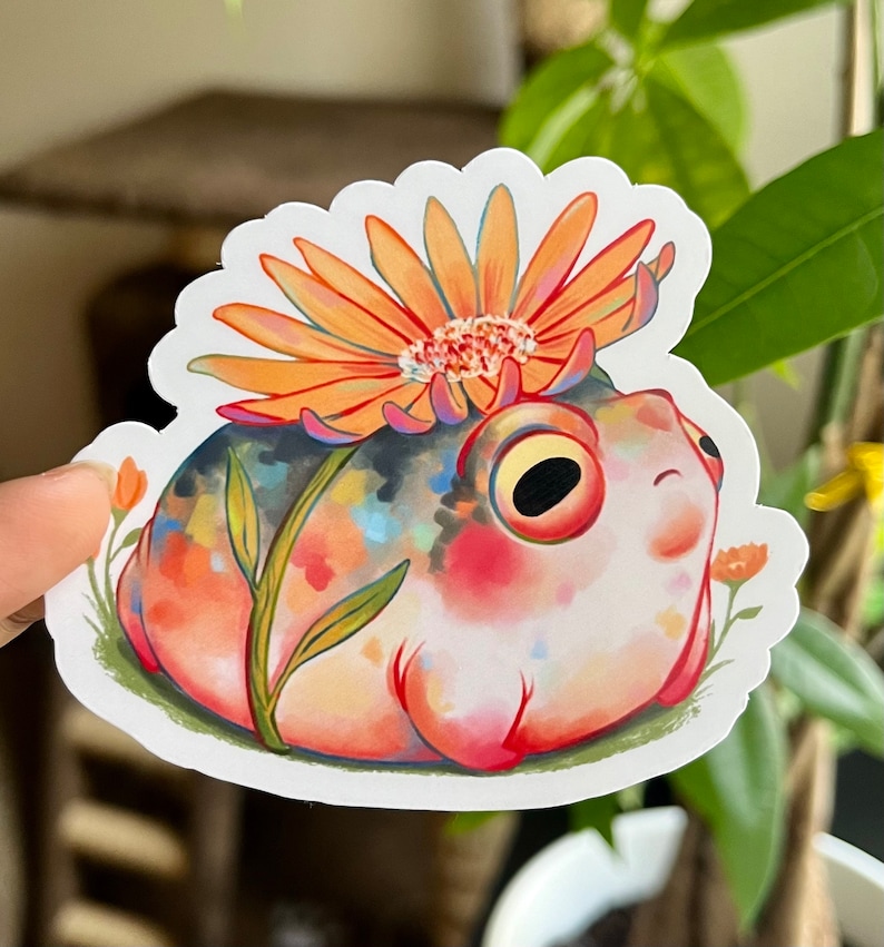 Desert Flower Frog Sticker Set | Vinyl Water Resistant Sticker | Cute ...