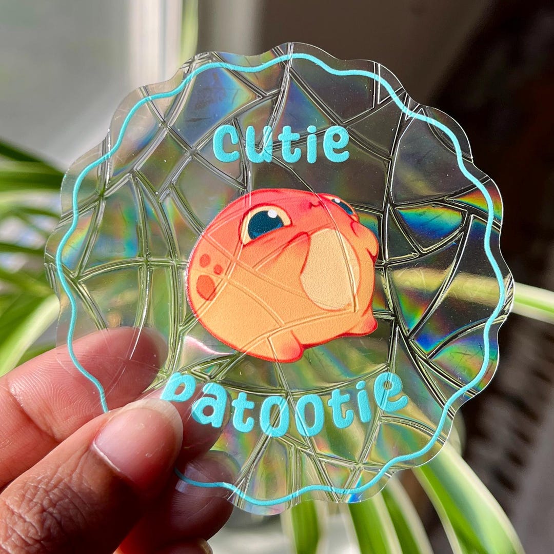 Cutie Frog Suncatcher | Vinyl Sticker | Rainbow Prism Sticker | Cute ...