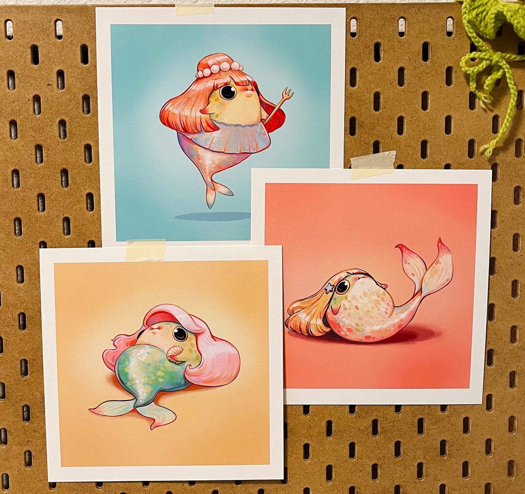 The Merfrogs Art Print | Original Wall Hanging | Cottagecore Frog Art ...