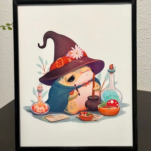 Potioneer Frog | Art Print | Original Wall Hanging | Cottagecore Frog Art | Cute Gift