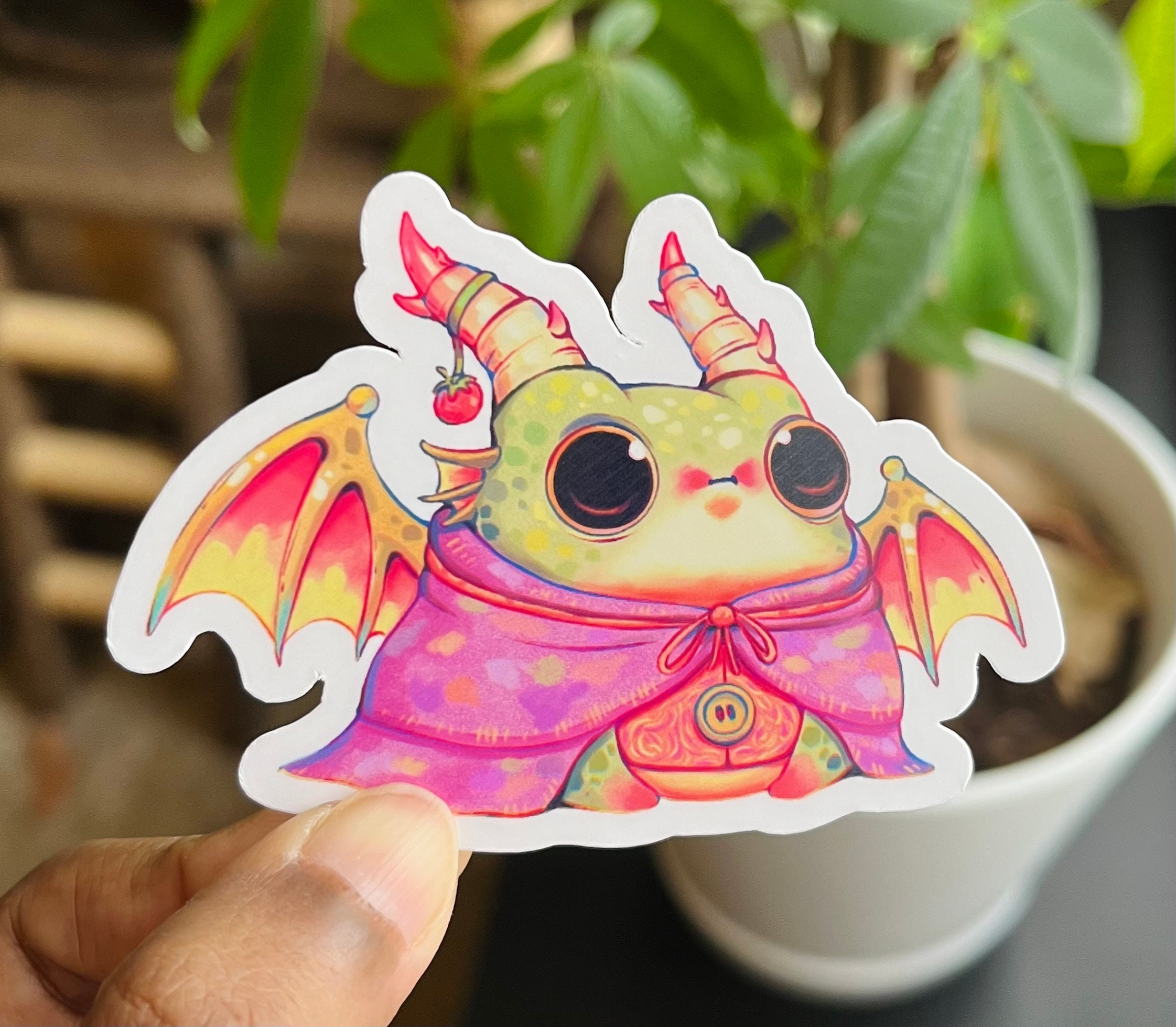 Angel/Demon Dragon Frog Sticker | Vinyl Waterproof Sticker | Cute Sticker | Year of the Dragon