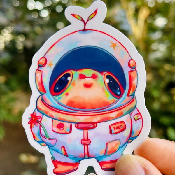 Astronaut Frog Sticker | Vinyl Water Resistant Sticker | Cute Sticker | Space Frog Freg