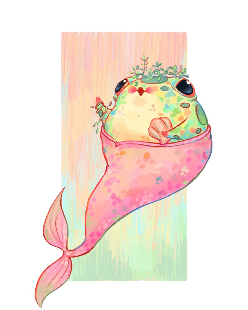 Mermaid Frog Art Print | Original Wall Art | Mermay Print | Cute Frog ...