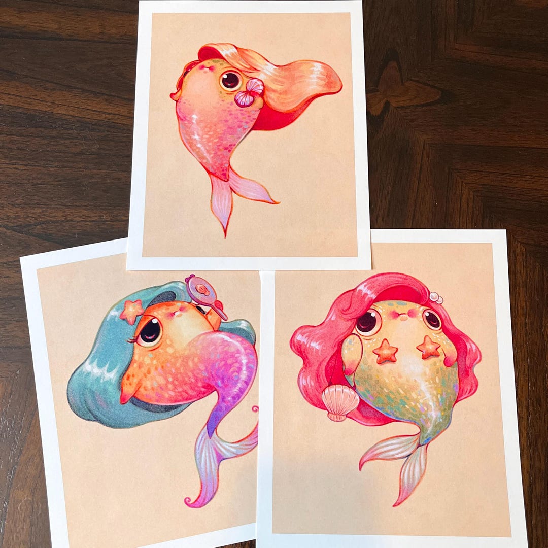 Glamorous Merfrogs Art Print Set | Original Wall Hanging | Mermaid ...