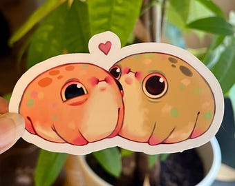 Cuddling Frogs Sticker | Vinyl Water Resistant Sticker | Cute Sticker