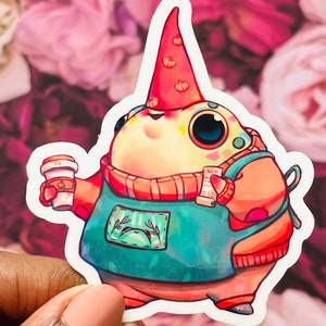 Barista Frog Sticker | Vinyl Waterproof Sticker | Cute Sticker | Pumpkin Spice