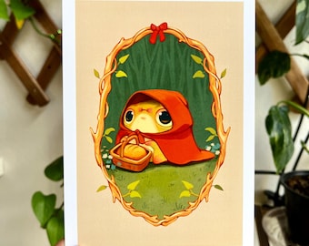Fairy Tale Frog | Art Print | Original Wall Hanging | Cottagecore Frog Art | Cute Gift