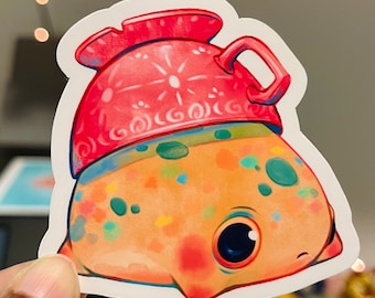 Tea Cup Frog Sticker | Vinyl Water Resistant Sticker | Cute Sticker | Tea Frog
