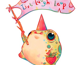 Live Laugh Leap Frog Art Print | Original Wall Art | Cute Frog Art