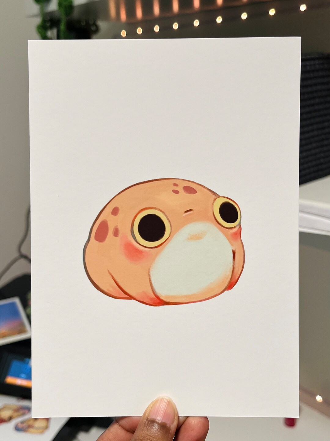 Orange Frog Lump | Art Print | Original Wall Hanging | Cottagecore Frog ...