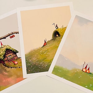 The Tiny Wizard Frogs | Art Print | Original Wall Hanging | Cottagecore Frog Art | Cute Gift