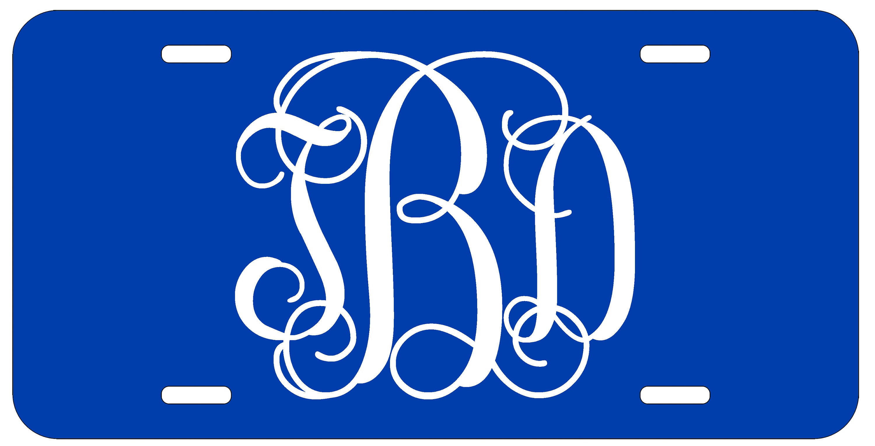 Personalized Monogram License Plate Blue White Custom Initials Etsy