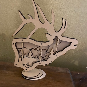 Scenic 3D Bull Elk SVG - Laser Cut File for Glowforge & CNC