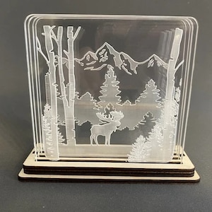 Scenic Shadowbox Coaster Set - Moose SVG - Laser Cut File for Glowforge & CNC
