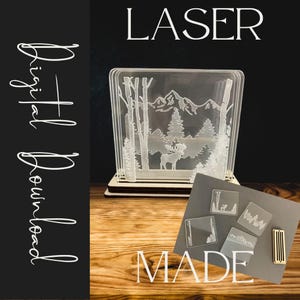 Scenic Shadowbox Coaster Set - Moose SVG - Laser Cut File for Glowforge & CNC