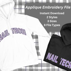 Nail Tech Applique Embroidery Design - Machine Embroidery File for Aprons & T-Shirts