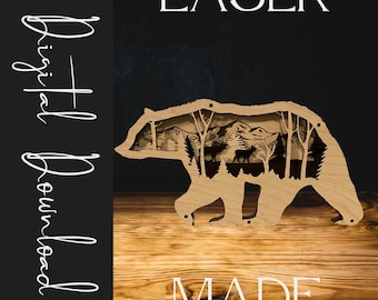 Scenic 3D Bear SVG - Laser Cut File for Glowforge & CNC