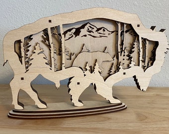3D Buffalo SVG - Laser Cut File for Glowforge & CNC - Digital Download