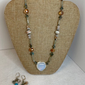 Opal Heart Necklace Set