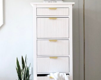 SOLD - White and Gold Fluted Dresser Chest of Drawers