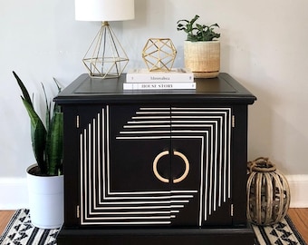 SOLD: Modern Black Cocktail Cabinet End Table