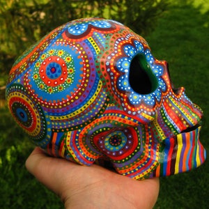 Calavera de azúcar, Calavera mexicana, Día de muertos, Calavera, Calaveras de azúcar, Colorido, Detallado, Colores, Halloween, Flores, Remolinos, HECHO POR PEDIDO
