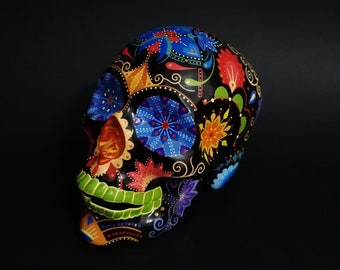 Teschio di zucchero, Teschio dipinto, Giorno dei morti, Calavera messicana, Teschio fatto a mano, Teschio dipinto, Regalo Dia de Muertos, Arredamento di Halloween