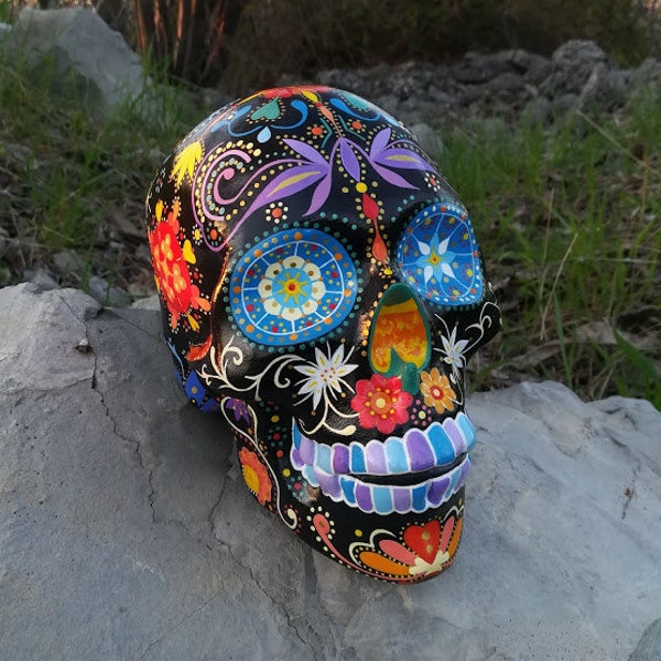 Sugar Skull, Mexican Skull, Floral Decor, Day of the Dead, Calavera, Handmade skull, Painted Skull, Dia de Muertos, MADE TO ORDER