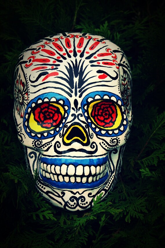 Sugar Skull Day of the Dead Candle Holder Candy Skulls Design