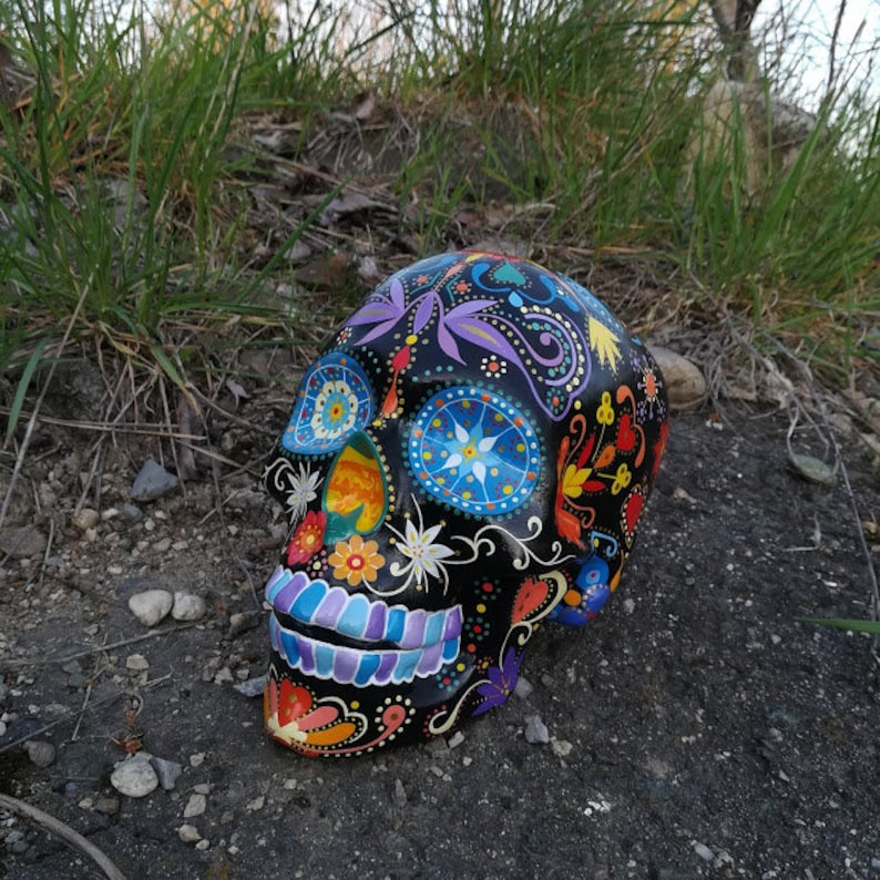 Crâne à Sucre Mexicain - Ornement Céramique Rose - Dia De Los Muertos
