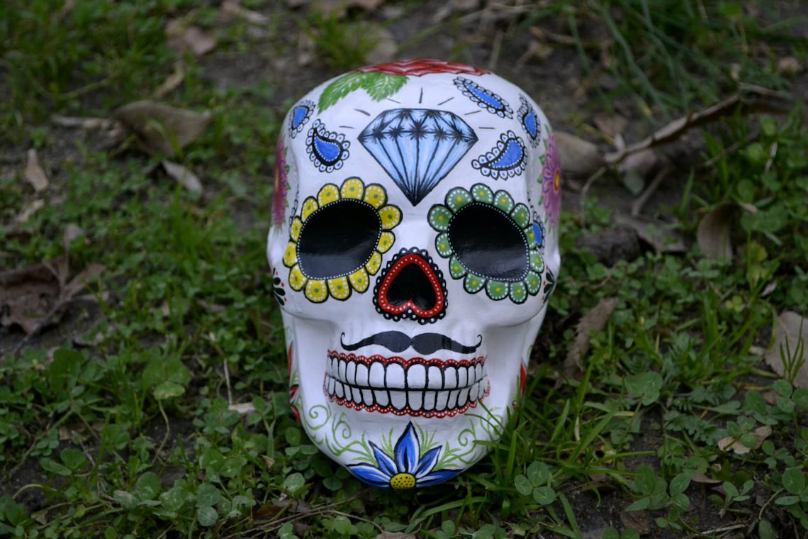 Sugar Skull Dia De Los Muertos Day of the Dead Handmade Ceramic Mexican ...