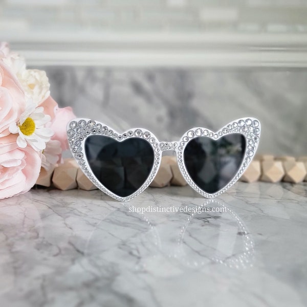 Bride Sunglasses, Rhinestone Heart Sunglasses, Heart Shaped Bride Glasses for Bachelorette Party, Rhinestone Sunglasses, Bridal Sunglasses