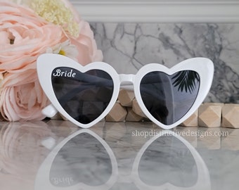 Bride Sunglasses, Pearl Heart Sunglasses, Heart Shaped Bride Glasses for Bachelorette Party, Pearl Sunglasses for the Bride to Be