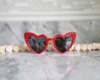 Bride Sunglasses, Red Heart Sunglasses, Valentines Day Heart Sunglasses, Bachelorette Sunglasses, Rhinestone Heart Sunglasses Bride to Be